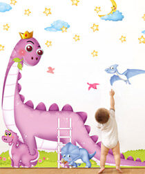 儿童房装饰墙贴画 客厅卧室大型背景墙壁 卡通可爱可移除恐龙贴纸