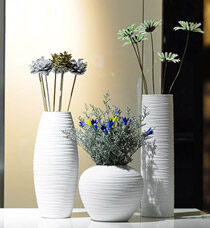 君凯陶瓷 现代欧式客厅三件套陶瓷花瓶 简约白色花器 花插摆件