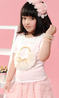 博士蛙【D.F】2013夏装新款正品童装 小女童短袖圆领T恤衫