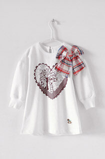 童装女童2013春装新款长袖卫衣T恤裙纯棉蝴蝶结心形学院气质款