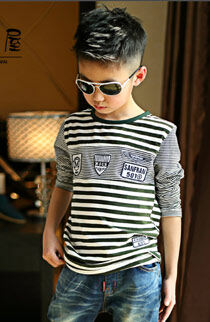 【试用中心官方推荐】童装男童装打底衫2013新款儿童条纹长袖t恤