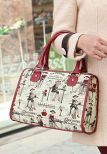 诺依尔Nryana 正品时尚女包新款波士顿女包 泰迪熊帆布包包单肩包